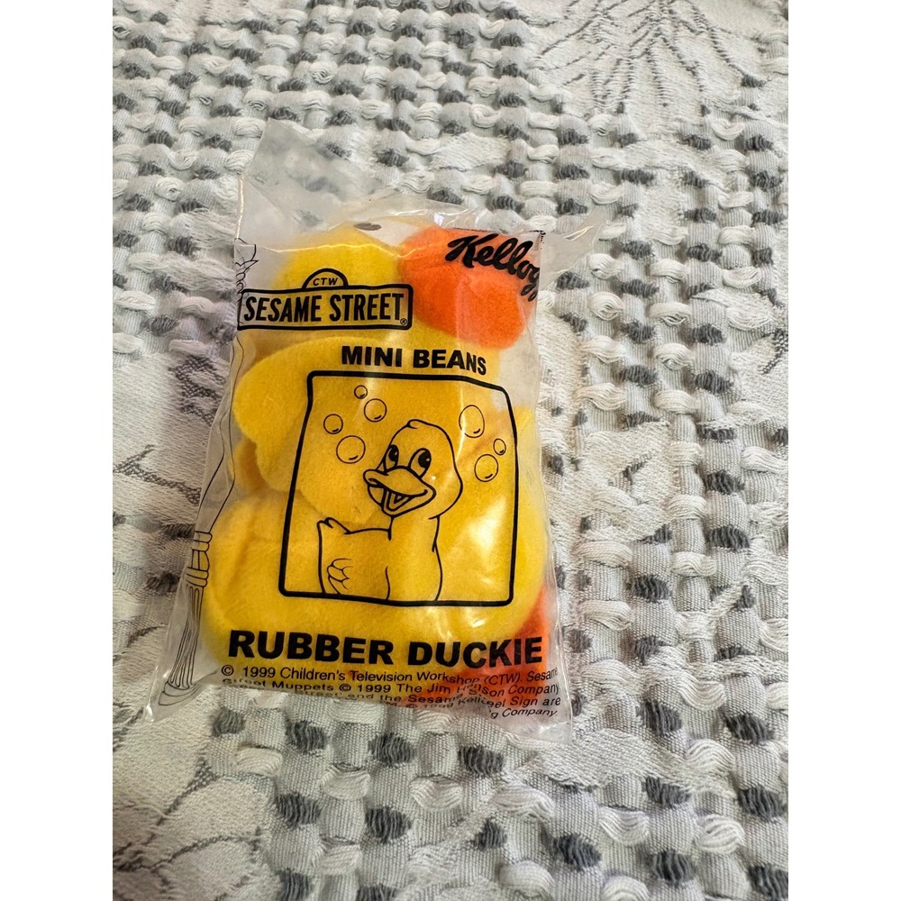 Vintage 1999 Sesame Street Kellogg's Mini Beans Rubber Duckie Sealed Plush Toy